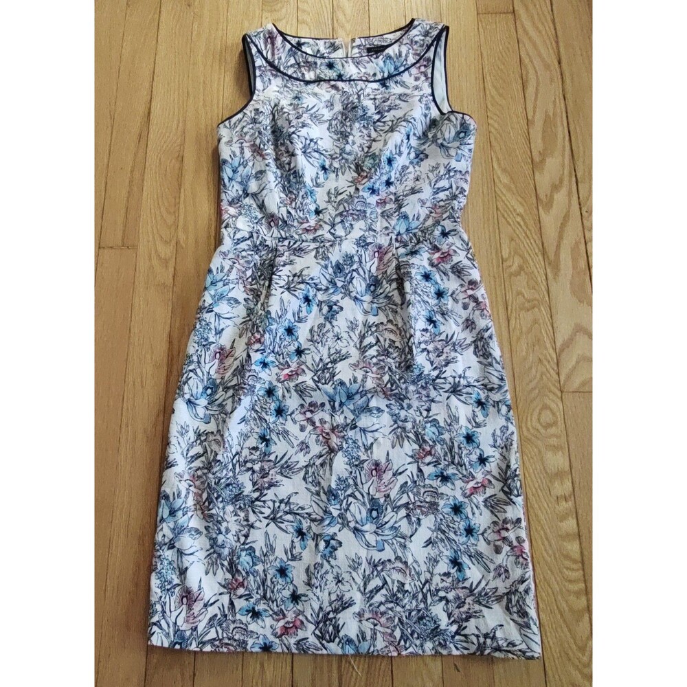 Ann Taylor Floral Dress Womens Petite 0 Sleeveless Knee Length Career Party
